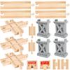 17 Pack Wooden Train Track Bulk Wooden Intersection Cross Track Train Track Expansion for Most Major Toy Trains Railway view 1
