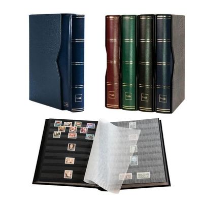 Prophila stockbook Stamp Album (New) 64 Black Sides with slipcase, Padded Blue Cover