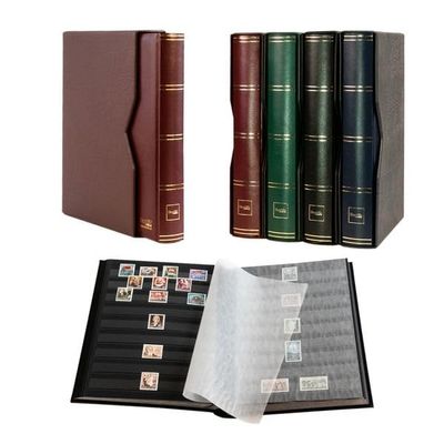 Prophila stockbook Stamp Album (New) 64 Black Sides with slipcase, Padded red Cover