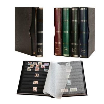 Prophila stockbook Stamp Album (New) 64 Black Sides with slipcase, Padded Black Cover