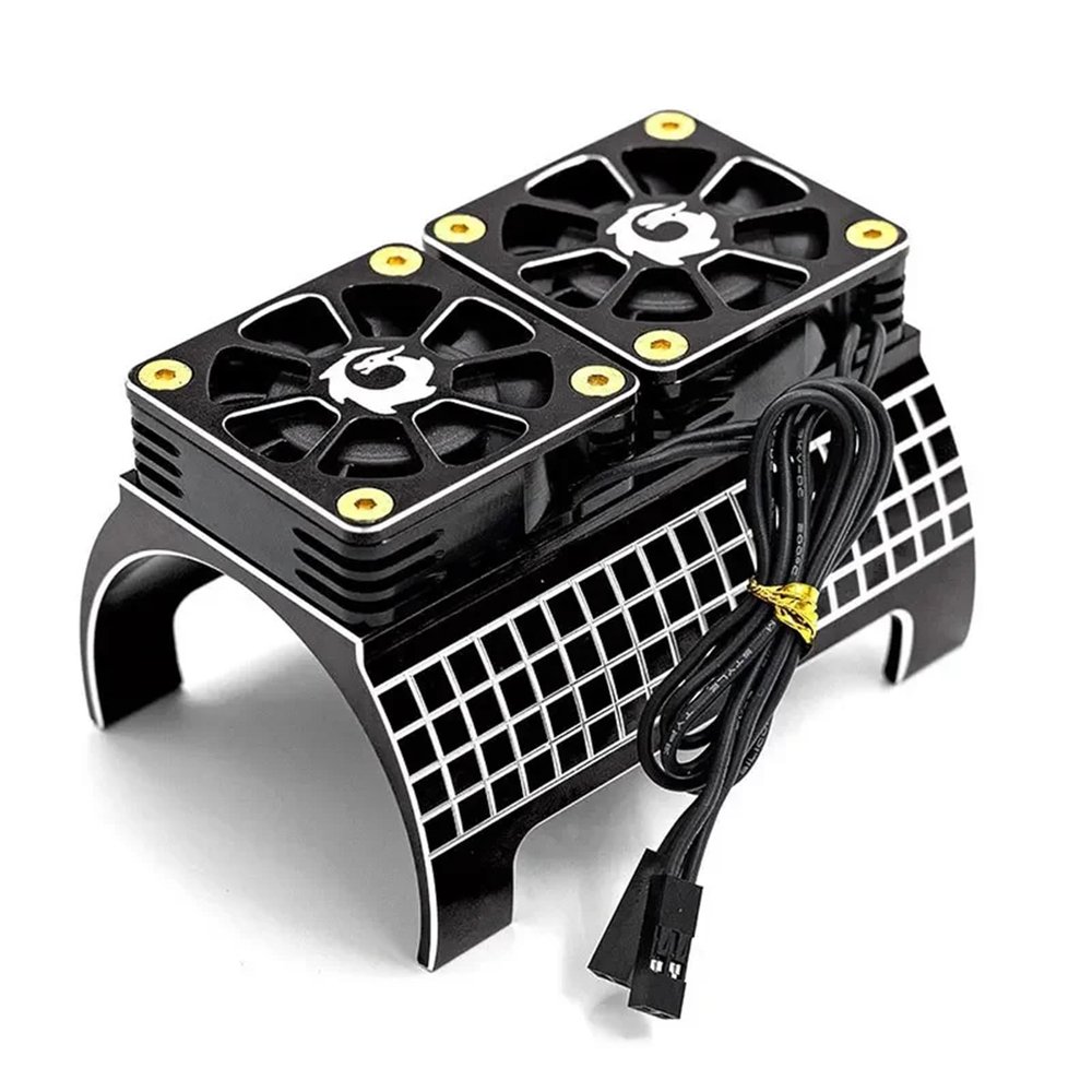 Metal Dual Cooling Fan 4985 1717 Motor Heat Sink for 1/5 for Trxs X-Maxx 6S 8S for ARR-ma for KRATON RC Car Upgrades Parts(Black)