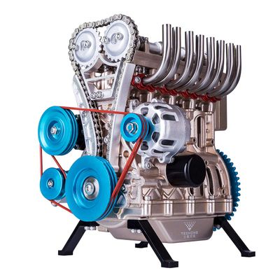 ENGINEDIY Engine Model Kit All-Metal Car Mini Assemble Inline Four-Cylinder Engine Model for Adult - Beige 15.4 x 12.2 x 18.6cm