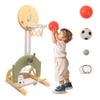 hoopyosms 4-in-1 Toddler Basketball Hoop Indoor Adjustable Height Outdoor Sports Center for Kids Aged 1-3 Basketball, Soccer, Hockey & Ring Toss, Yellow and Green view 1