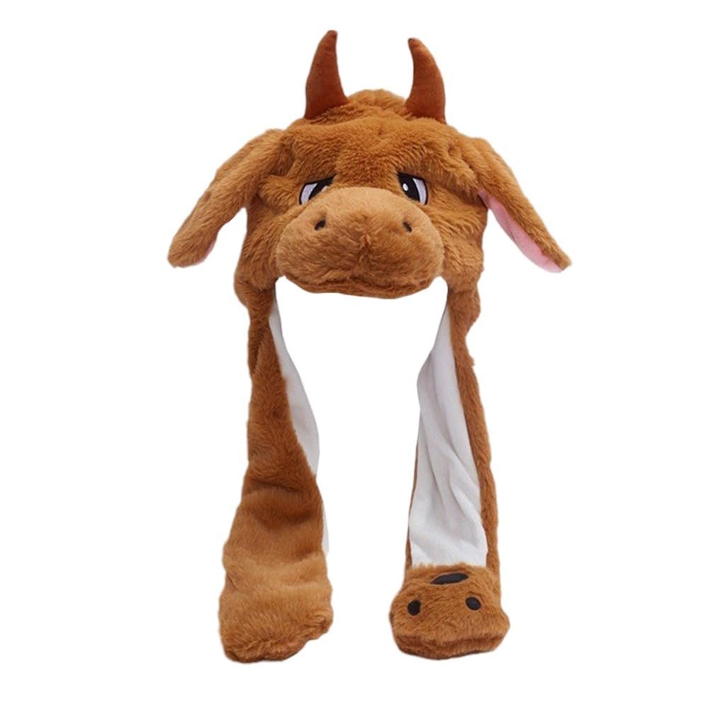 Animal Plush Ear Hat Kids Adults Cute Flap Moving Jumping Hat