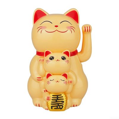 Solar-powered Automatic Waving Lucky Cat, Powered Lucky Cat, Solar Powered Cute Waving Cat, Automatic Waving Lucky Cat Figurine Ornament For Home Office Display(Yellow)