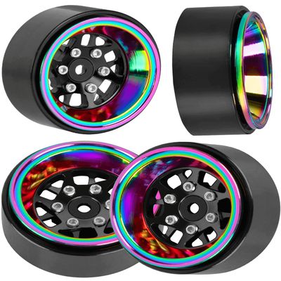 RCarmubWow RC 1.3" Beadlock Wheels 1.3 rc Wheels for RC Crawler 1/18 TRX4M,1/24 SCX24,Alloy Aluminium 1.3 Beadlock Wheels 1.3 rc Rims,4pcs,Black