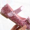 Girl's Dress Shoes Mary Jane Glitter Low Heel Wedding Party Princess Shoes for Toddler Mary Jane Shoes for Girls (Pink, 3.5-4 Years) view 3