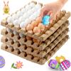 Beeveer 120 Pcs Unpainted Easter Wooden Eggs, Wood Easter Eggs to Paint with Natural Pulp Egg Cartons, Fake Eggs for Easter Egg Decorating, DIY Game, Kitchen Craft Adornment (White,Natural) view 1