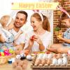 Beeveer 120 Pcs Unpainted Easter Wooden Eggs, Wood Easter Eggs to Paint with Natural Pulp Egg Cartons, Fake Eggs for Easter Egg Decorating, DIY Game, Kitchen Craft Adornment (White,Natural) view 4