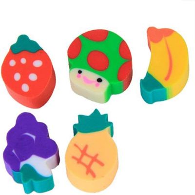 5Pcs Mixcolor Mini Fruit-Shaped Colorful Erasers - Cute Pineapple, Strawberry, Banana, Mushroom-Shaped Rubber Correctors for Office Standard Pencil Erasers,Erasers and Correction Products
