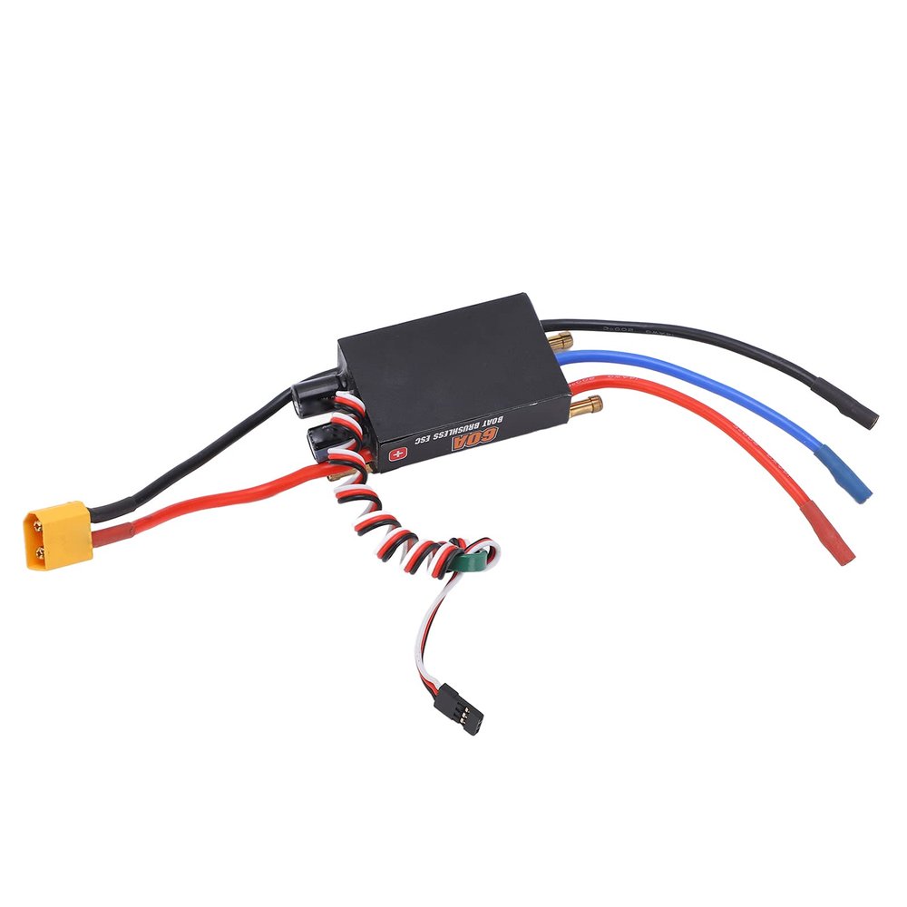 Alomejor 60A Brushless ESC 60A Brushless Electronic Speed Controller Plug BEC Switch RC Boat ESC for Remote Control Ship