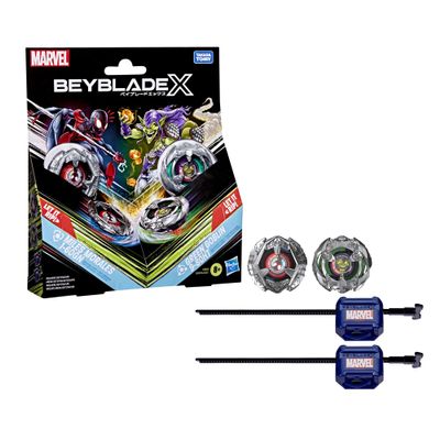 Hasbro Beyblade X and Marvel Collab Miles Morales 1-60GN vs. Green Goblin 9-80HT