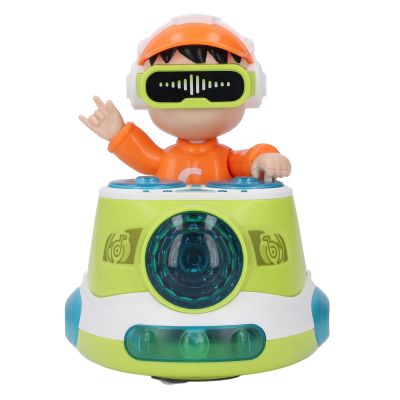 DJ Bouncing Beat Rock Boy Dancing Toy with Music Flashing Light Universal Wheel Automatic Movement Robot Toy Car for Toddlers (Green)
