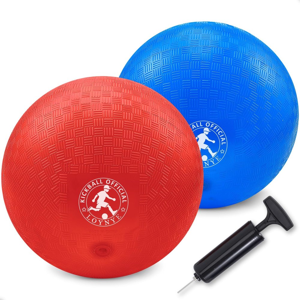 LOYNYE 10 Inch Dodgeball Balls Playground Ball Kickball, Dodge Balls for Kids, Kickballs Handball for Indoor Outdoor Games Four Square Balls, Includes Pump