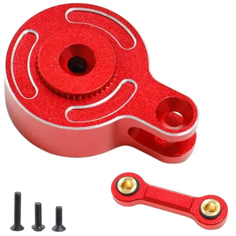 Aluminum 25T Servo Saver with Fixed Link Upgrades Part for 1/10 Big Rock 3S BLX,Granite/Senton 3S BLX & Mega 550,Kraton/Outcast 4S BLX,1/8 Typhon 3S BLX& Mega 550 (Red)
