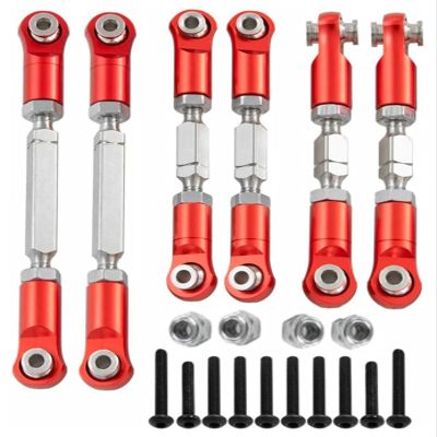 6PCS Aluminum Adjustable RC Tie Rods Linkage Turnbuckles Toe Links Set Upgrade Parts for 1/8 Mojave 4S 4X4 BLX RC Car (Red)