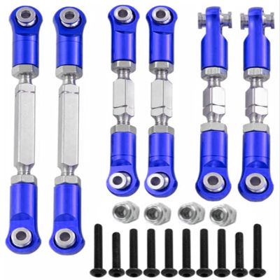 6PCS Aluminum Adjustable RC Tie Rods Linkage Turnbuckles Toe Links Set Upgrade Parts for 1/8 Mojave 4S 4X4 BLX RC Car(Navy Blue)