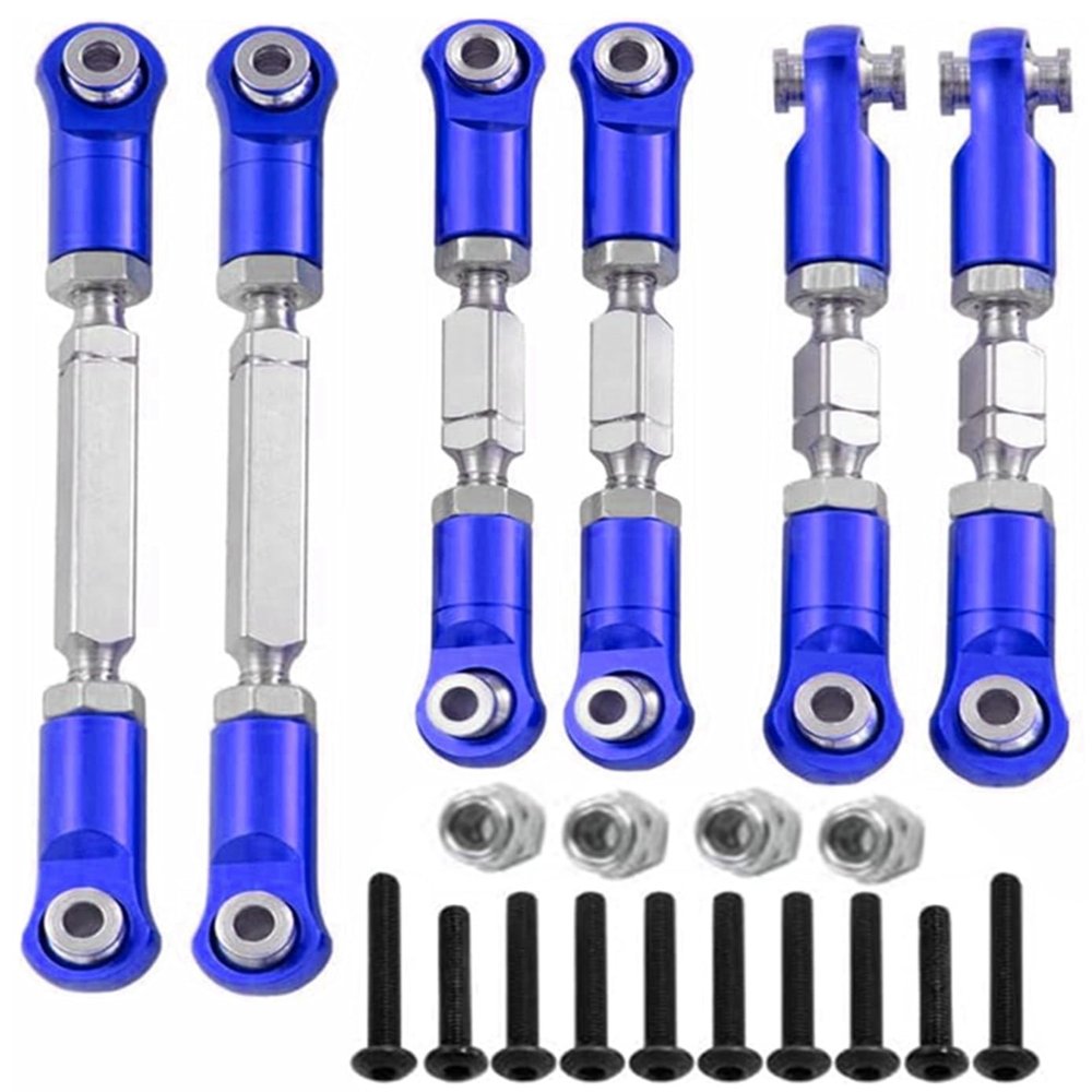 6PCS Aluminum Adjustable RC Tie Rods Linkage Turnbuckles Toe Links Set Upgrade Parts for 1/8 Mojave 4S 4X4 BLX RC Car(Navy Blue)