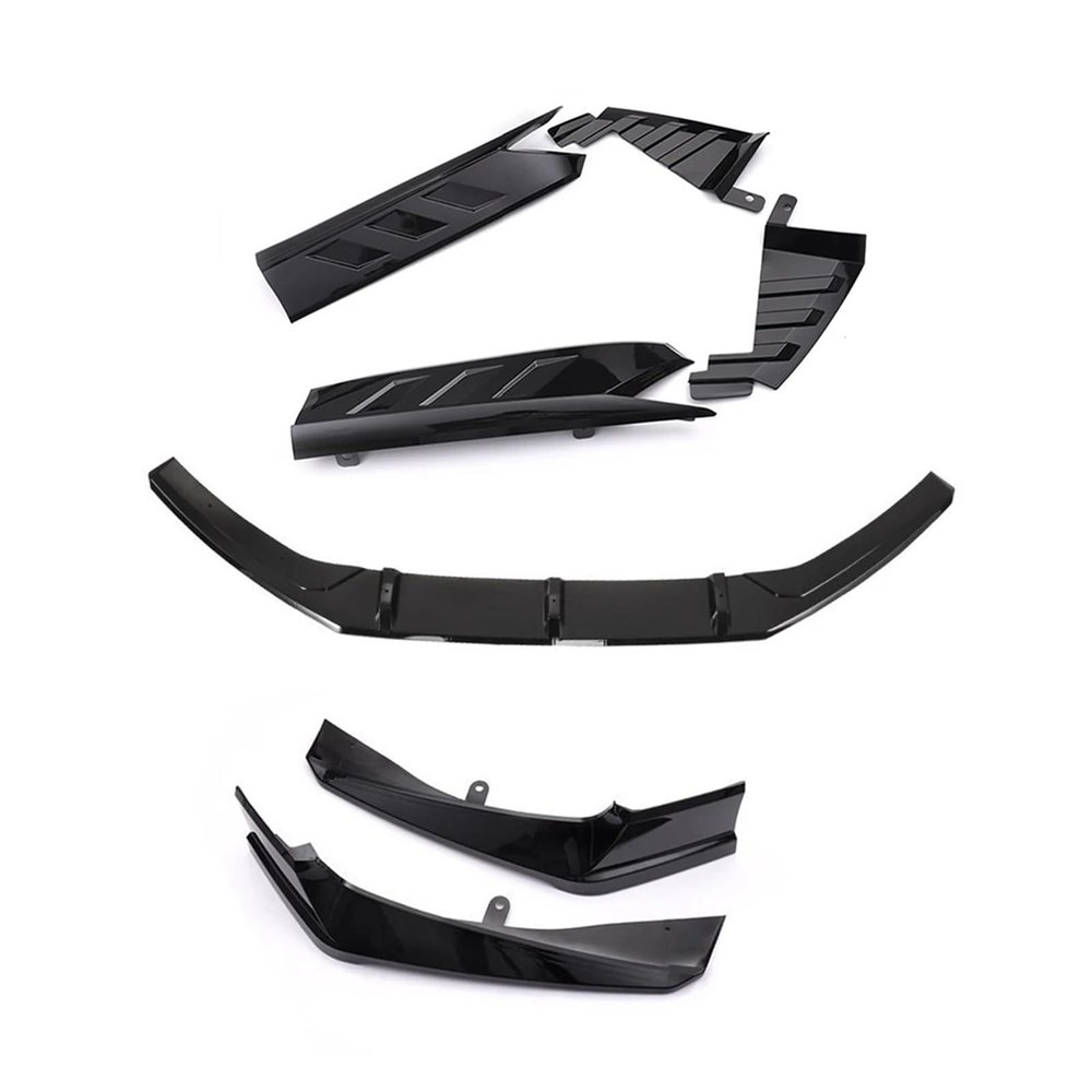 AXVBXZ AKASAKA Body Kit Compatible with Accord 10th 2018-2020 Car Front Bumper Spoiler Lip & Rear Diffuser Side Trim Cover Guard Canard Lid(Black)