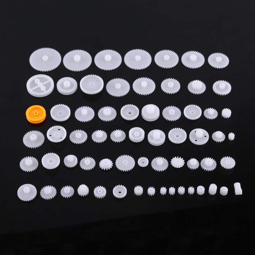 Aramox Plastic Gears Pulley Belt Kits Crown Gear Set Robot Motor Toy DIY Parts for Model Making with Model Technology Production (64 Kinds Gear kit)