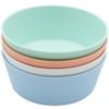 WeeSprout Bamboo Kids Bowls, Set of Four 10 oz Kid-Sized Bamboo Bowls, Dishwasher Safe Kid Bowls (Pastel Coral, Blue, Mint & Off White) view 1