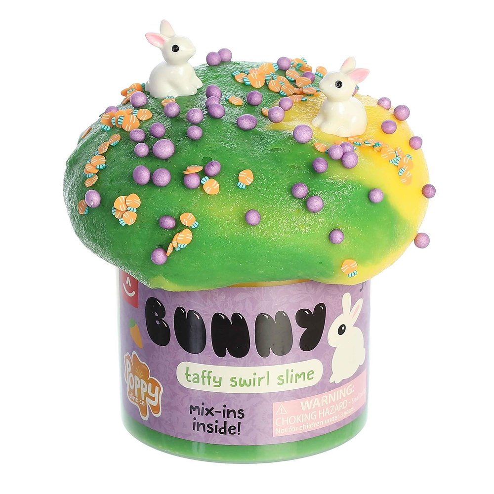 Aurora Toys Gooey Poppy Slime Co. Bunny Slime Toy - Sensory Play for Fun Playdates - for Kids 5+ Years, Adults, and Parents - Green and Blue 11.3 oz