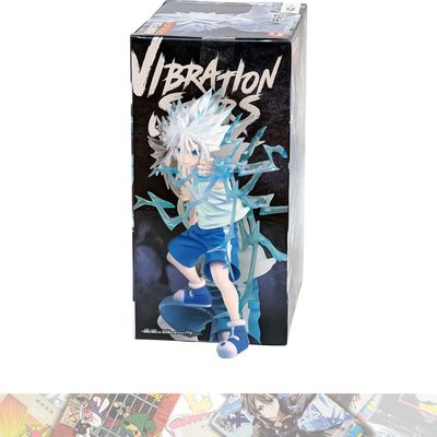 BANDAI SPIRITS Killua Zoldyck II: 13cm Vibration Stars Statue Figurine Bundled with 1 A.C.G. Compatible Theme Trading Card (89616)
