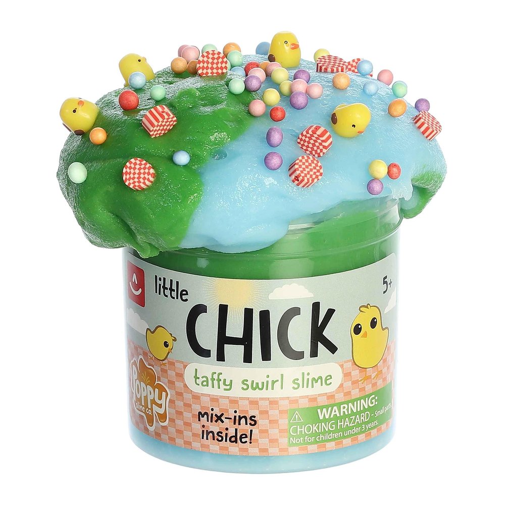 Aurora Toys Gooey Poppy Slime Co. Little Chick Slime Toy - Sensory Play for Fun Playdates - for Kids 5+ Years, Adults, and Parents - Green and Yellow 11.3 oz