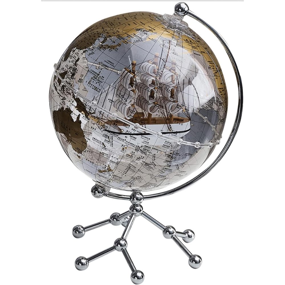 FADCAIYD Clear Dia 8-inch/20CM Globe, Acrylic Clear World Globe Built in LED, Earth Globe with Metal Stand Geographic Globe Home Dcor Rotating