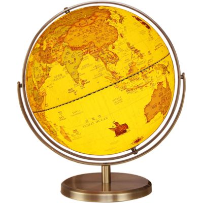 FADCAIYD Clear Dia 12.6-inch/32CM Globe, Geographic Globe with HD Printed Map, World Globe with Gold Metal Stand Earth Globe Decoration Rotating