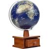FADCAIYD Clear 3D Raised Relief Globe, World Globe with Wooden Stand and Storage Drawer, AR Earth Globe Built in LED Touch Night Light Rotating view 1