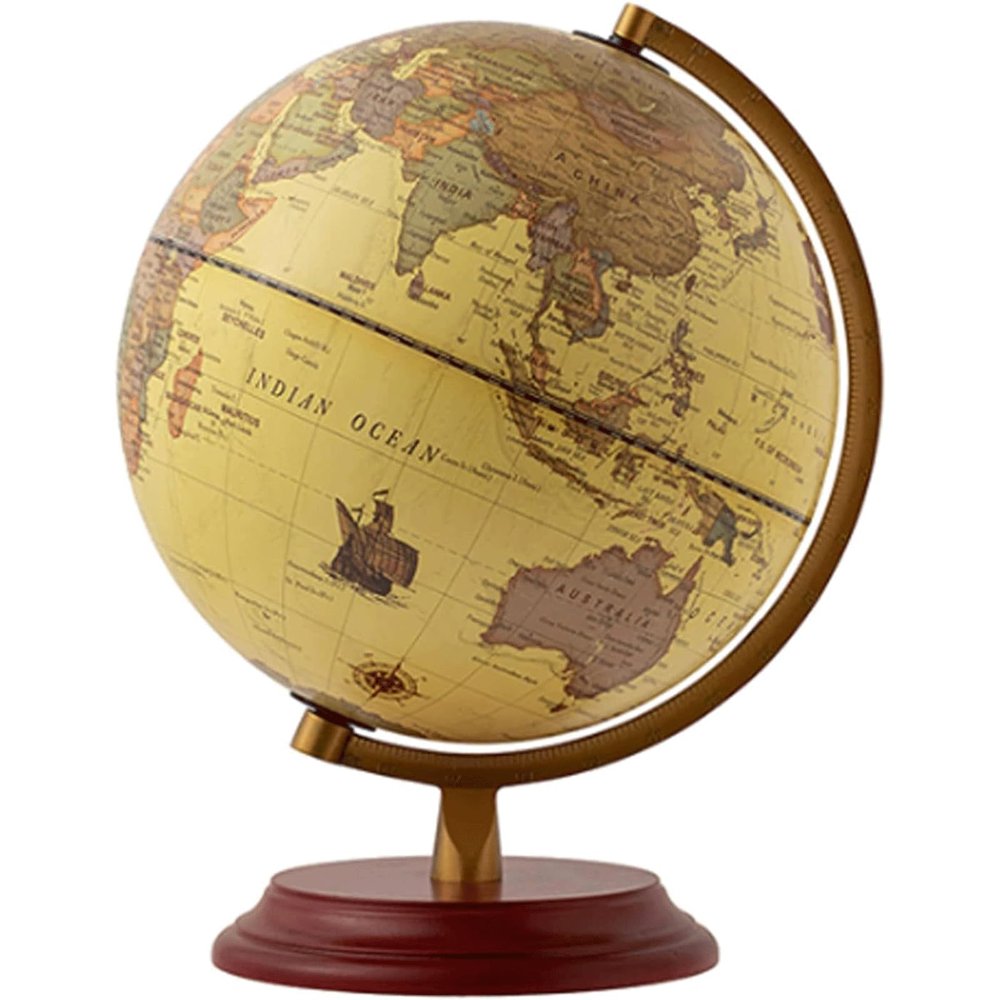 FADCAIYD Clear English Version Globe Metal Frame Design World Globe Rotating Earth Globe Educational/Geographic Globe Desktop Decoration Rotating