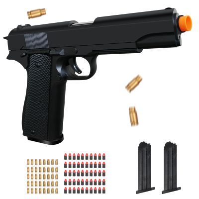 Bugrtey Soft Bullet Toy Gun Pistol with Shell Ejecting for Indoor/Outdoor Shooting Games Toys, Fake Prop Gun for Halloween Costume, Educational Play Toy Guns Model(Black), Christmas/Birthday Gifts
