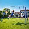 3-in-1 Swing Set for Backyard for Kids 3-8, 550lbs, Heavy Duty Metal A-Frame for Outdoor Playset, Two Blow-Molded Swing Seats and One 32-inch Saucer Swing for Kids Playground view 3