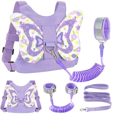 Accmor Toddler Harness Leash + Anti Lost Wrist Link, Cute Butterfly Kids Leash Wristband Assistant, Adorable Child Walking Harness Strap Adjustable Belt Protector for Baby Girls to Outdoor Travel