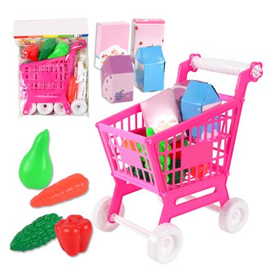 Children Shopping Trolley 21pcs Kids Shopping Cart Trolley Play Set Lovely Toy Shopping Cart Trolley for Children Role Playing