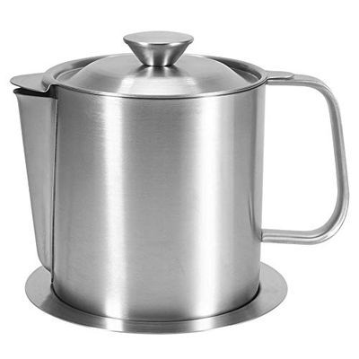 CHENGUSY Kitchen Oil Filter, Stainless Steel Cooking Handle Oil Soup Filter Separator Pot Bacon Grease Container for Houshold Kitchen