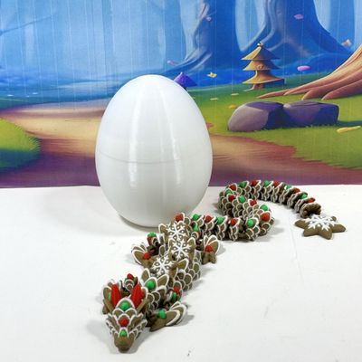 3D Printed Dragon with Dragon Egg, 12.5" Gingerbread Fidget Dragon Toy, Fidget ADHD Autism Toy, Christmas Gingerbread Dragon D067-WE