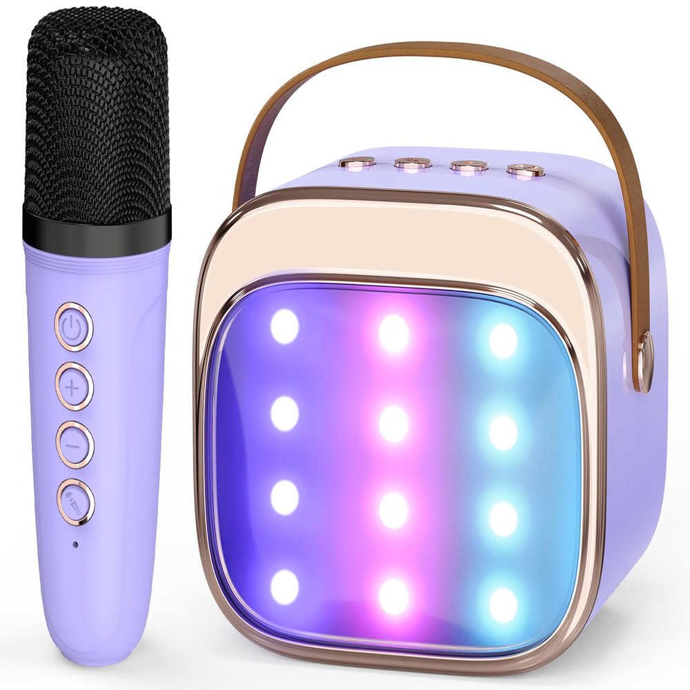 FLUESTON Mini Karaoke Machine for Kids Adults, Portable Bluetooth Speaker with Wireless Microphone, Birthday Kids Gifts Toys for Girls Ages 3, 4, 5, 6, 7, 8, 9,10,11,12+ Years Old