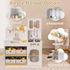 GLACER Play Kitchen with Storage, Wooden Toy Kitchen w/4 Storage Bins, Cupboard, Oven, Sink & Faucet, Pretend Toddler Kitchen w/Cooking Accessories, Kids Kitchen Playset, Gift for Children Ages 3+ view 4