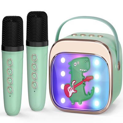 FLUESTON Mini Karaoke Machine for Kids Adults, Portable Bluetooth Speaker with 2 Wireless Microphones, Birthday Kids Gifts Toys for Girls Ages 3, 4, 5, 6, 7, 8, 9,10,11,12+ Years Old
