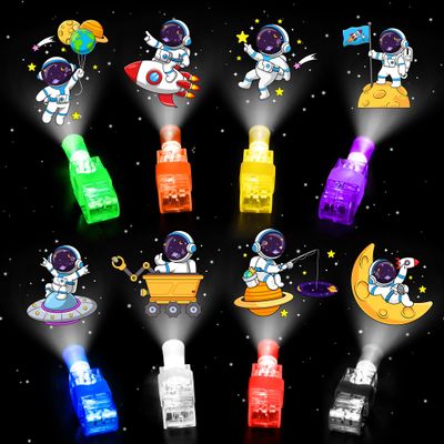 32 Pcs Finger Lights Space Theme Party Favors Decorations, Glow in the Dark Light Up Party Supplies Astronaut Toys Gift Bulk for Kids 3 4 5 8 Boys Girls Birthday Goodie Bag Stuffers Classroom Prizes