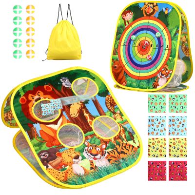 Bean Bag Toss Game for Kids/Double-Sided Foldable Cornhole Board/Backyard Beach Yard Outdoor Toys for Kid Ages 4-8/5-Second Setup/Party Supplies for Kids