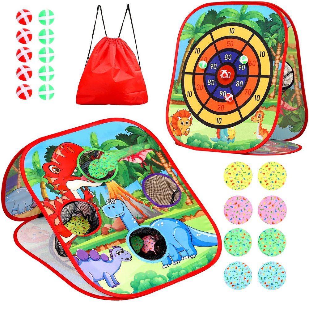 Bean Bag Toss Game for Kids/Double-Sided Foldable Cornhole Board/Backyard Beach Yard Outdoor Toys for Kid Ages 4-8/5-Second Setup/Party Supplies for Kids