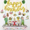 27pcs Luau Birthday Party Decorations, Gold Happy Birthday Balloons Banner with Leaves 12pcs Hawaiian Hanging Swirls for Aloha Hawaiian Luau party Decorations Tropical Party Decorations view 2