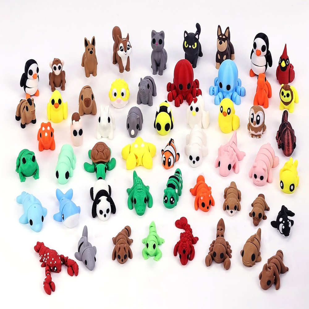 53 PCS Animals Figures, 3D Printed Animals Figurines, Articulated, Fidget Toys, Fun Party Favors for Kids, Goodie bag Stuffers, Unique Birthday, Valentines Day Gift, Classroom Rewards, Desk Pets Toy