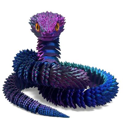 3D Printed Snake - 21 Inch Movable Articulated Snake, Perfect 3D Printed Animals for Educational Toys! Must-Have Toys for Kids and Collectors, Home Office Executive Desk Decor (Dazzling Color-1)