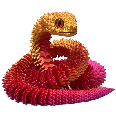 3D Printed Snake - 21 Inch Movable Articulated Snake, Perfect 3D Printed Animals for Educational Toys! Must-Have Toys for Kids and Collectors, Home Office Executive Desk Decor (Red Gold)