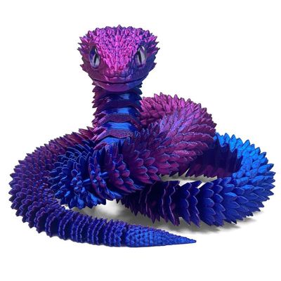 3D Printed Snake - 21 Inch Movable Articulated Snake, Perfect 3D Printed Animals for Educational Toys! Must-Have Toys for Kids and Collectors, Home Office Executive Desk Decor (Red Blue)