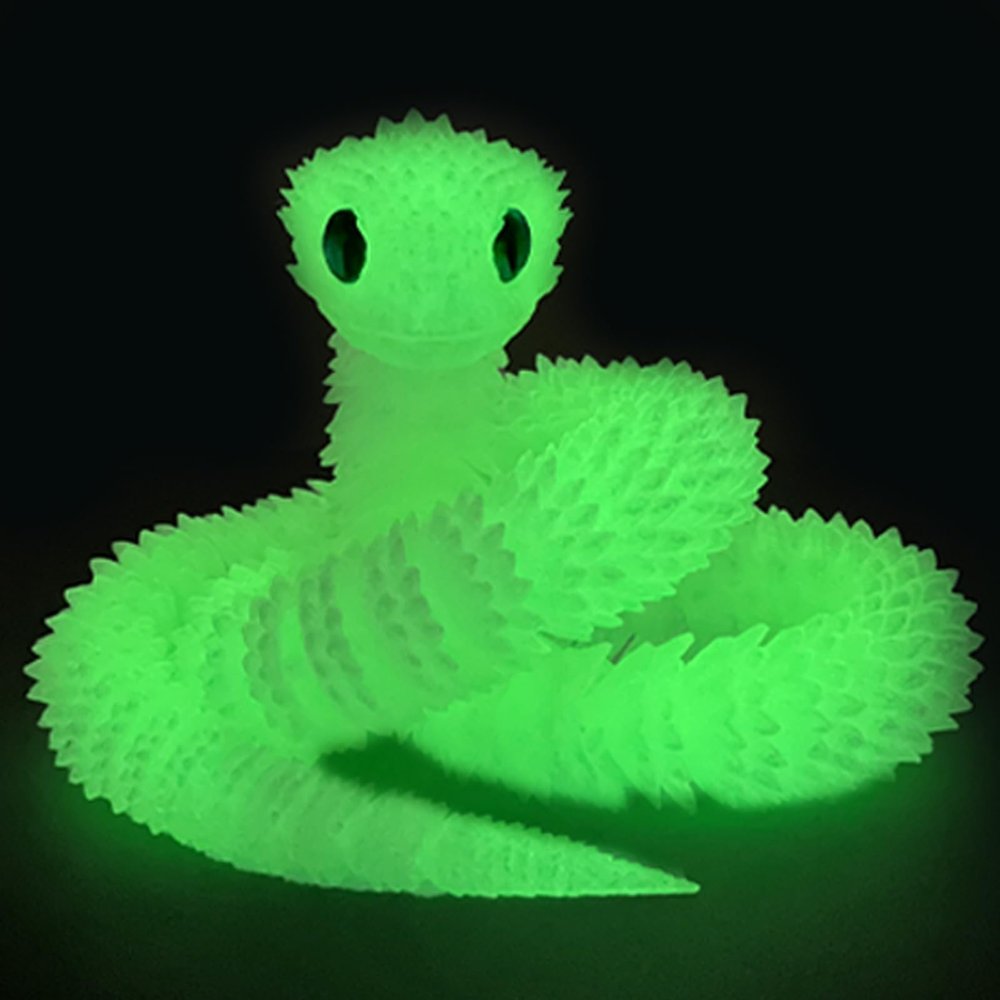3D Printed Snake - 21 Inch Movable Articulated Snake, Perfect 3D Printed Animals for Educational Toys! Must-Have Toys for Kids and Collectors, Home Office Executive Desk Decor (Noctilucent Green)